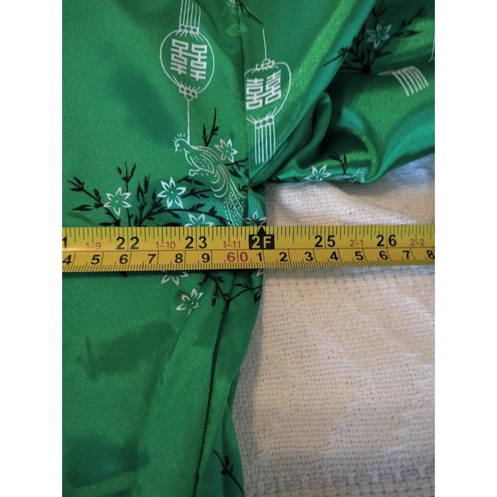 Reversible Satin Dragon Kimono Robe Green & Black Embroidered Vintage Style M - Picture 4 of 14